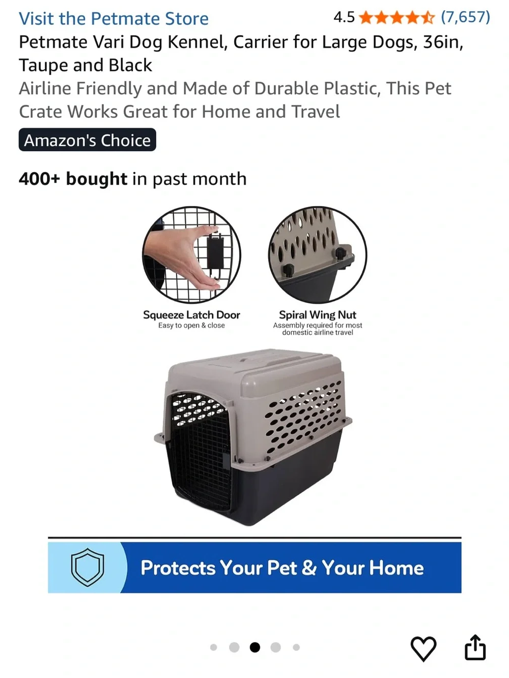 NEW Petmate Vari Dog Kennel , Hard Sided Carrier for Large Dogs